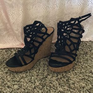 Charles corked heel wedges
